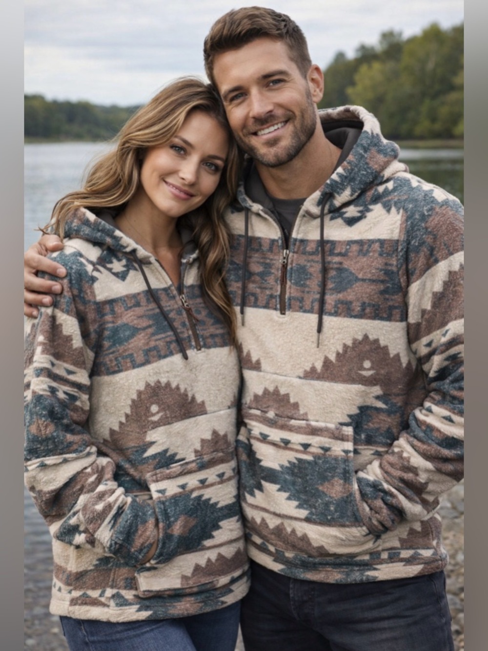 Men's Aztec Pattern Pullover Hoodie - Picture 4 of 4
